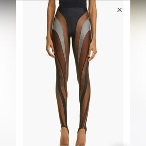 Size 36 Black/silver sheer spiral Mugler leggings